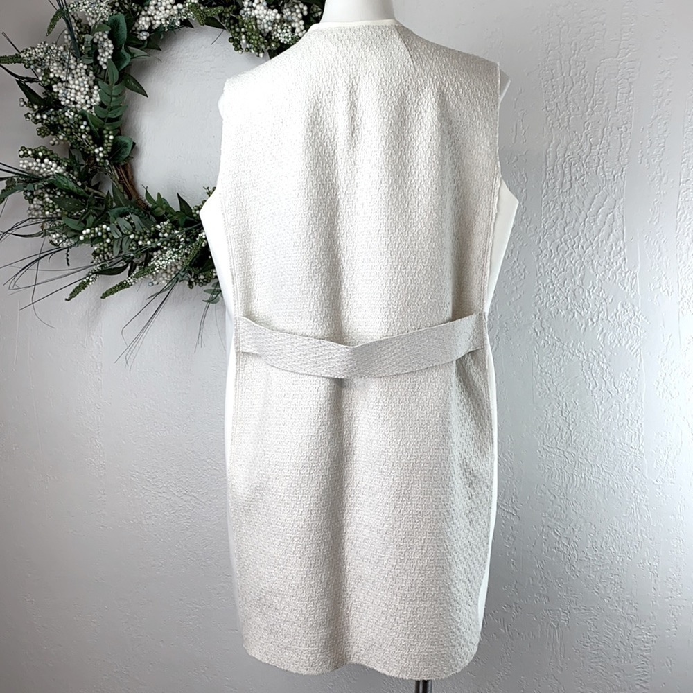 Elie Tahari Verina White Mixed Texture Vest XL Leather Woven Scuba - Picture 6 of 9